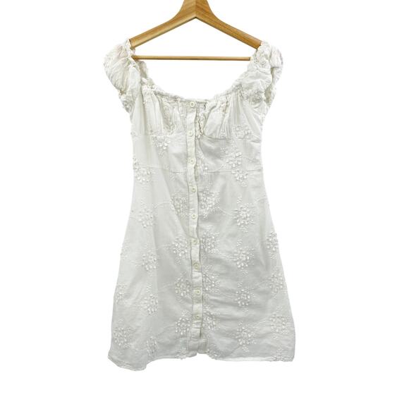 O.P.T. White Embroidered button Mini Dress - Picture 2 of 5